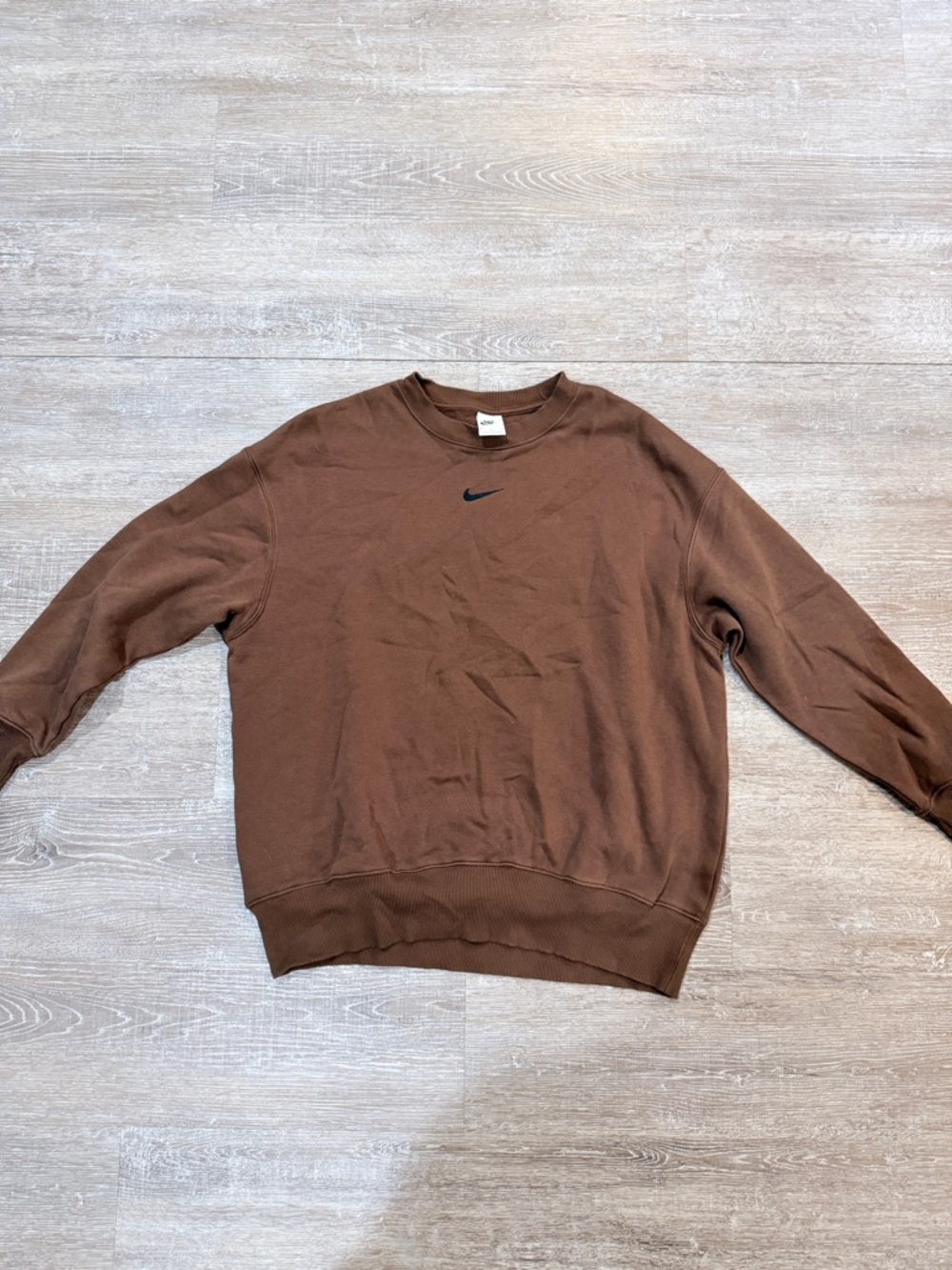 Nike Brown Crewneck Pullover with Black Swoosh - Picture 2 of 4
